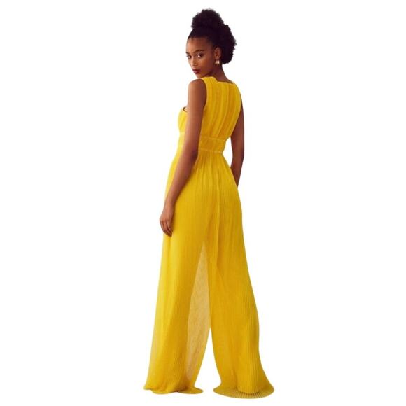 Anthropologie Hutch Pleated Tulle Jumpsuit -Yellow - Picture 3 of 3